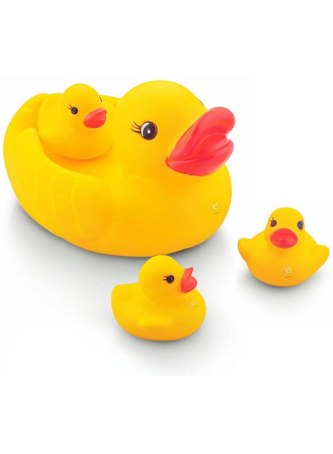 Storio Super Cute Duck Family Animals Swimming Water Toys Non-Toxic,Bpa Free Colorful Soft Rubber Float Squeeze Sound Squeaky Bathing Toy For Baby Chu Chu Toy Set Of 4 (1 Duck + 3 Ducklings) - Image 1
