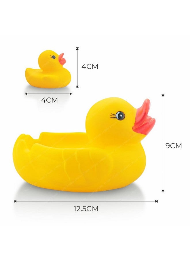 Storio Super Cute Duck Family Animals Swimming Water Toys Non-Toxic,Bpa Free Colorful Soft Rubber Float Squeeze Sound Squeaky Bathing Toy For Baby Chu Chu Toy Set Of 4 (1 Duck + 3 Ducklings) - Image 2