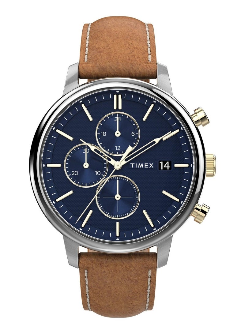 Timex Brass Analog Men's Watch With Tan Leather Band TW2U39000 - Image 1