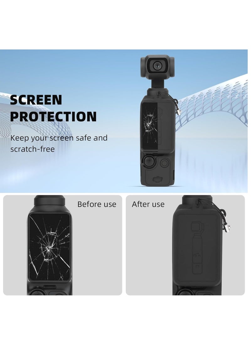 VKL Pocket 3 Silicone Cover, Protective Case Lens Protector Scratch-Resistant Sleeve Skin Compatible with DJI OSMO Pocket 3 Creator Combo Accessories(Black)  - Image 2