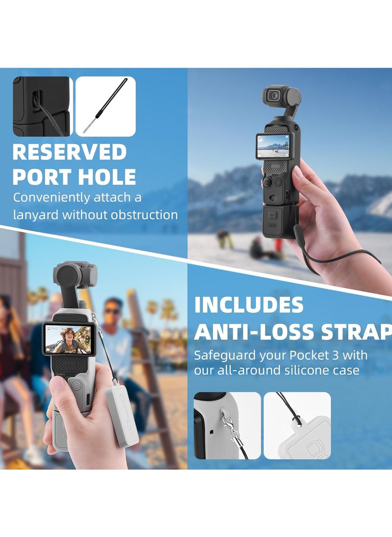 VKL Pocket 3 Silicone Cover, Protective Case Lens Protector Scratch-Resistant Sleeve Skin Compatible with DJI OSMO Pocket 3 Creator Combo Accessories(Black)  - Image 3