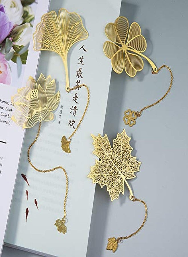 Fermus 4 Pack Metal Bookmarks with Chain, Golden Hollow Bookmark Gift for Book Lovers, Writers, Readers, Children, Teens, Men, Women, Adults - Image 2