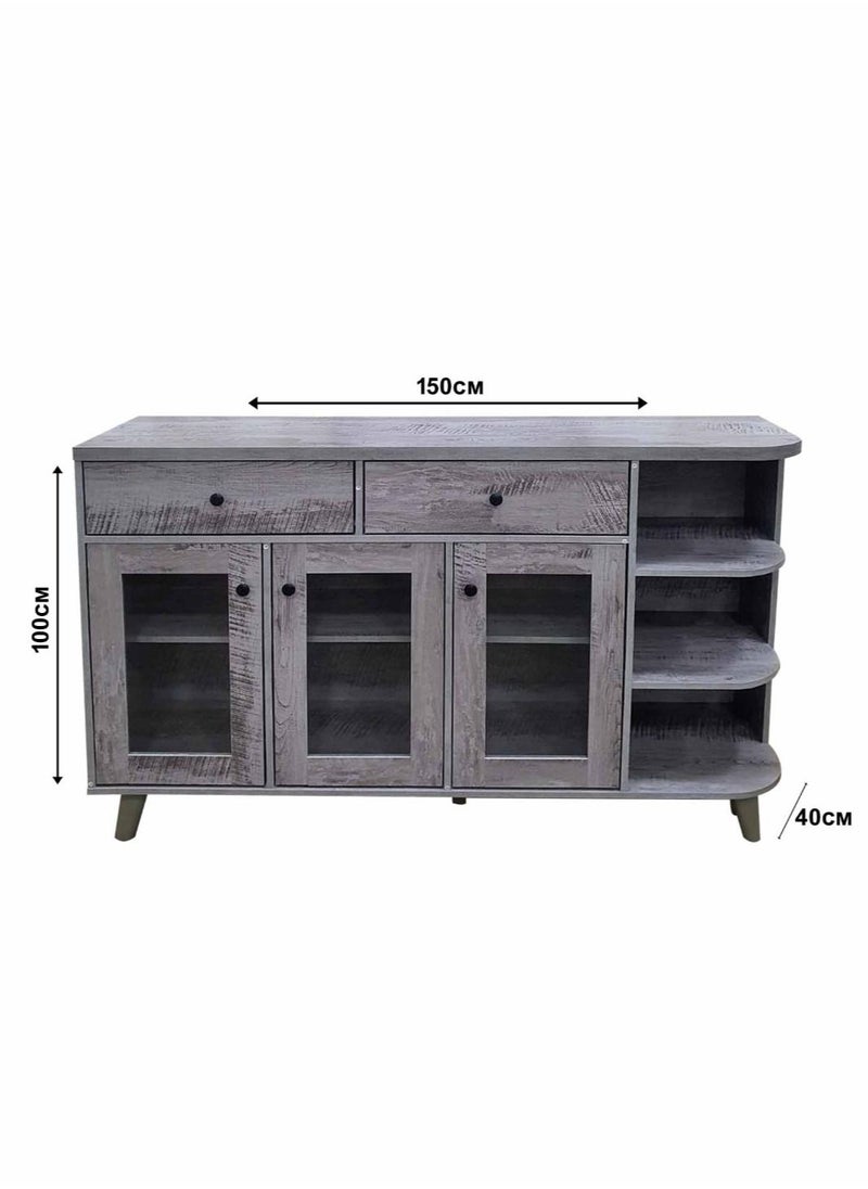 Living - Storage Cabinet Modern Style Entrance Locker Storage Cabinet With Wood Leg Storage Rack With Doors 150*40*100cm - Image 1