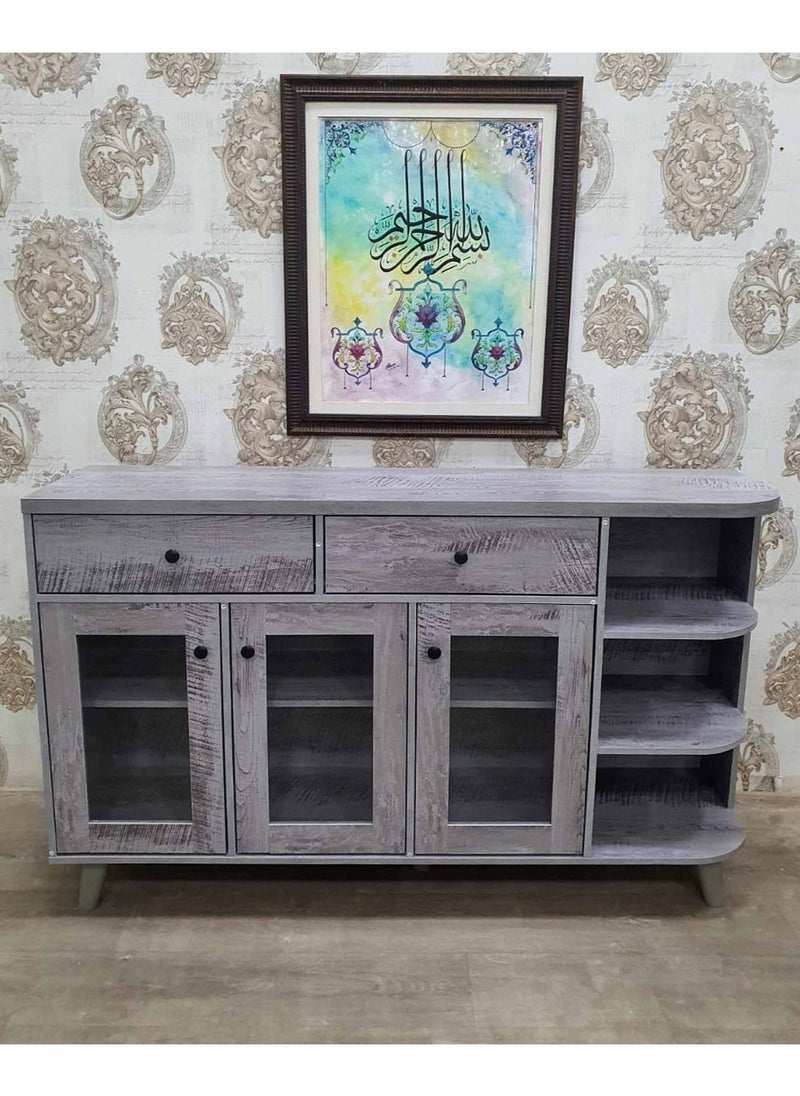 Living - Storage Cabinet Modern Style Entrance Locker Storage Cabinet With Wood Leg Storage Rack With Doors 150*40*100cm - Image 1