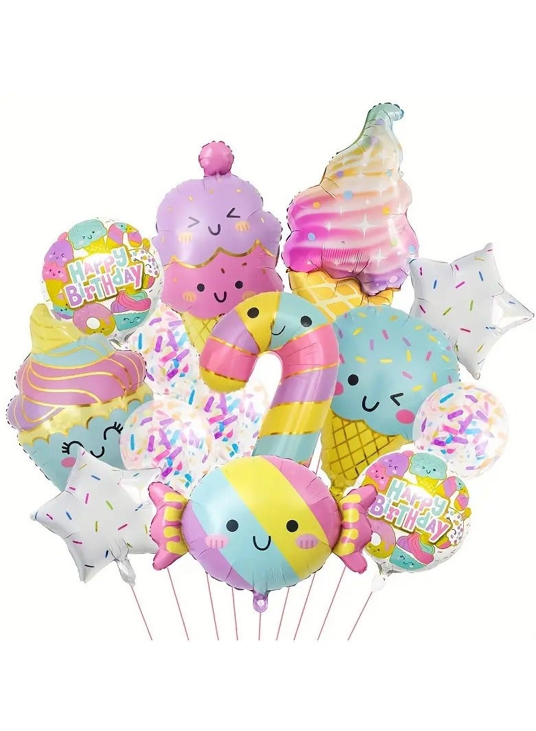 Candy Ice Cream Themed Party Balloon Set，Multicolor  Foil Balloon Set For Kids - Image 1