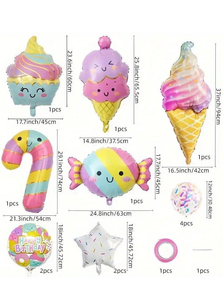 Candy Ice Cream Themed Party Balloon Set，Multicolor  Foil Balloon Set For Kids - Image 2