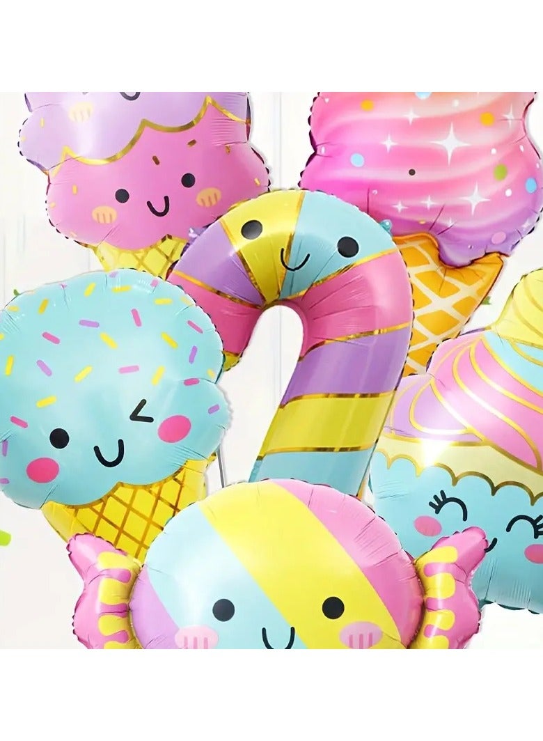 Candy Ice Cream Themed Party Balloon Set，Multicolor  Foil Balloon Set For Kids - Image 4