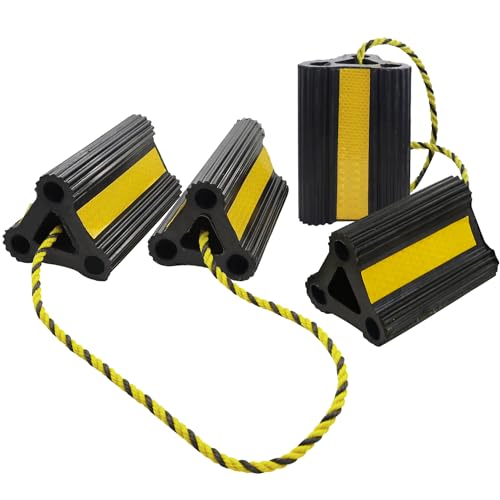 Vacallity Wheel Chocks for Travel Trailers, Sturdiness Heavy Duty Solid Rubber Camper Trailer RV Wheel Chock Blocks, Aircraft Truck Car tire Stopper, Wheel Immobilizers & Chocks, Trailer Accessory - Image 1
