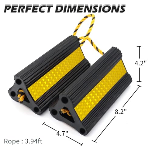 Vacallity Wheel Chocks for Travel Trailers, Sturdiness Heavy Duty Solid Rubber Camper Trailer RV Wheel Chock Blocks, Aircraft Truck Car tire Stopper, Wheel Immobilizers & Chocks, Trailer Accessory - Image 2
