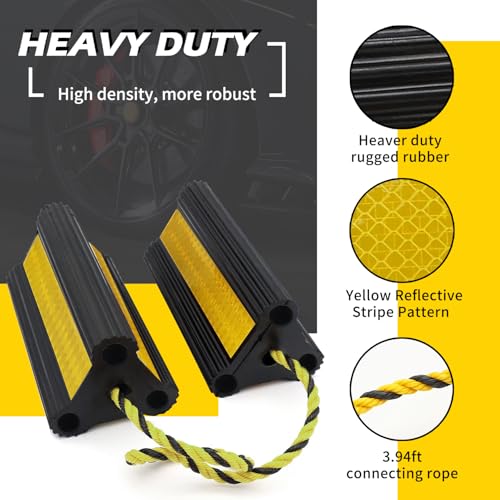 Vacallity Wheel Chocks for Travel Trailers, Sturdiness Heavy Duty Solid Rubber Camper Trailer RV Wheel Chock Blocks, Aircraft Truck Car tire Stopper, Wheel Immobilizers & Chocks, Trailer Accessory - Image 3
