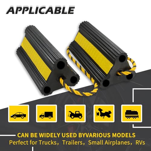 Vacallity Wheel Chocks for Travel Trailers, Sturdiness Heavy Duty Solid Rubber Camper Trailer RV Wheel Chock Blocks, Aircraft Truck Car tire Stopper, Wheel Immobilizers & Chocks, Trailer Accessory - Image 4