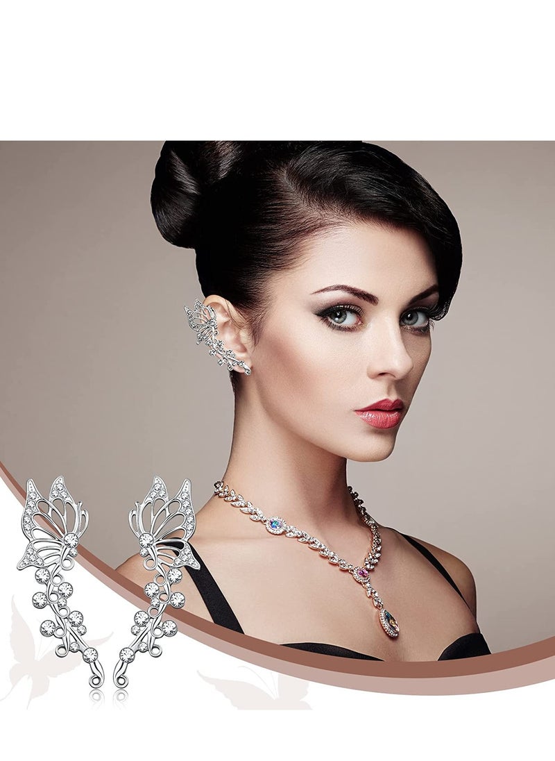 SYOSI - 6 Pieces Butterfly Ear Cuff Butterfly Earrings Butterfly Ear Crawler Clip Wrap Diamond Zircon Stud Earrings for Women Girls - Image 1