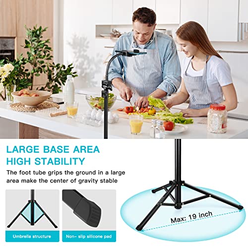 Victiv 74" Flexible Phone Tripod, Tall Cell Phone Tripod with Adjustable Gooseneck & Remote, Portable Camera Cellphone Stand for Video Recording, Compatible with iPhone Android - Image 4