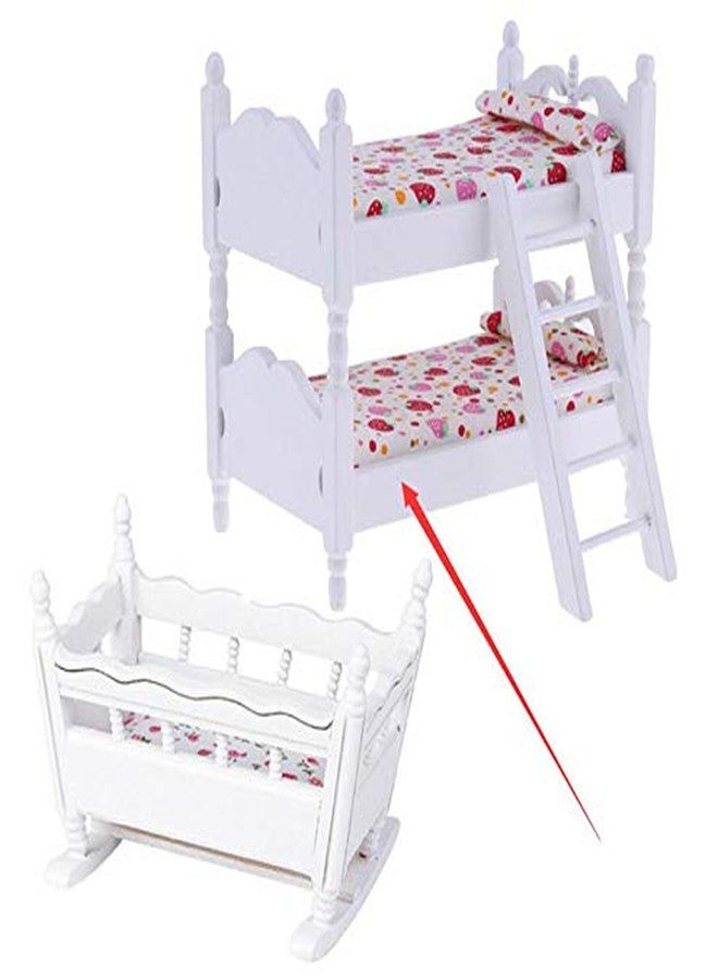 EatingBiting 1:12 Handmade mini Miniature Double Bedroom Furniture Bunk Bed Ladder Bunk Beds Room Furniture Accessories - Image 4