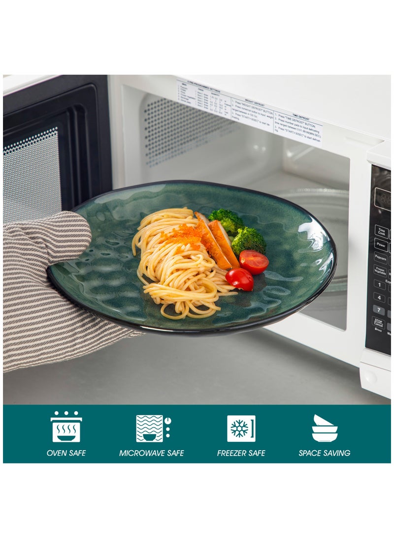 12 قطعة مجموعة عشاء من سيراميك حجري، مجموعة أدوات طعام تشمل أطباق عشاء وأطباق حلوى وأوعية ل4 أشخاص، أخضر - Image 3