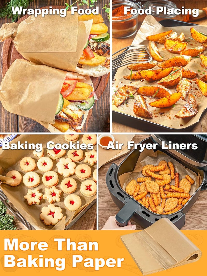 SMARTAKE 400 Pcs Parchment Paper Baking Sheets, 12x16 Inches Non-Stick Precut Baking Parchment, for Baking Grilling Air Fryer Steaming Bread Cup Cake Cookie and More (Unbleached) - Image 4