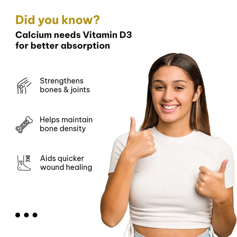 hk vitals Calcium + Vitamin D3 Supplement For Women & Men - Image 3