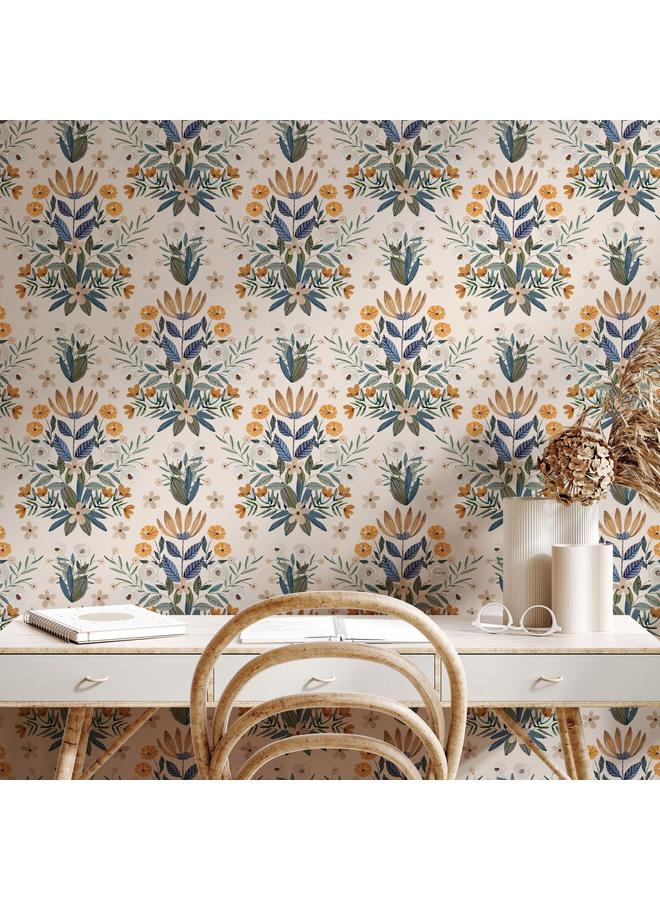 Bluejw Hot Sale At Home And Abroad Living Room Background Removable Wallpaper Green Plant Flower Figure Seamless Self-adhesive Wallpaper RW444-445 - Image 3