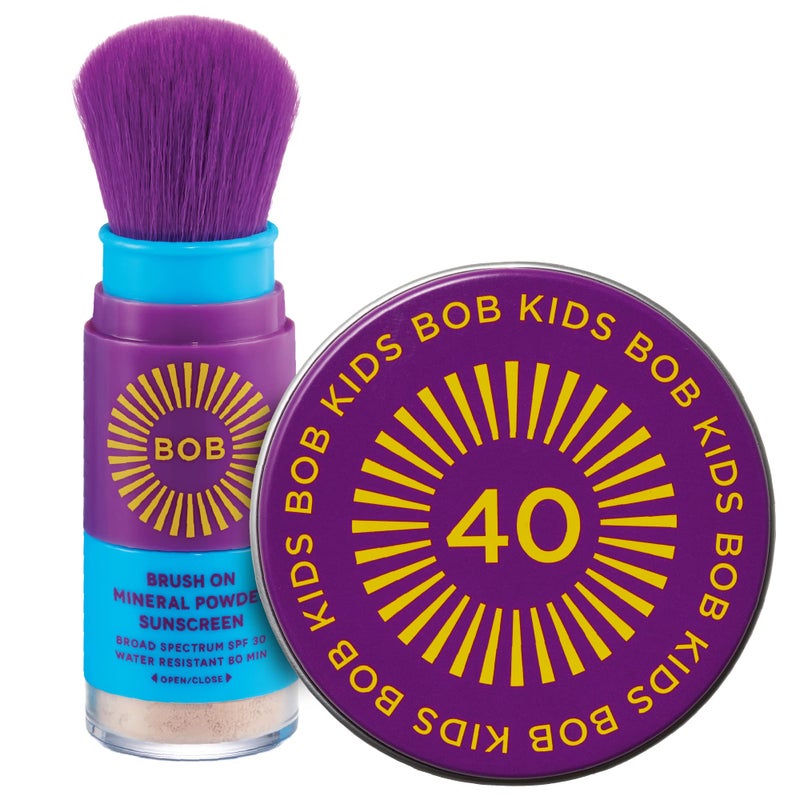 Brush On Block BOB KIDS Duo Pack SPF Sun Protection, SPF 30 Mineral Powder Sunscreen & SPF 40 Kids Sun Protection Balm, Broad Spectrum, Fragrance Free, Water Resistant - Image 1