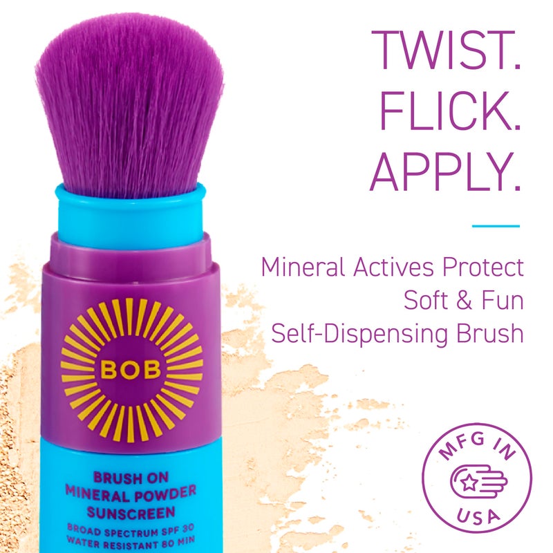 Brush On Block BOB KIDS Duo Pack SPF Sun Protection, SPF 30 Mineral Powder Sunscreen & SPF 40 Kids Sun Protection Balm, Broad Spectrum, Fragrance Free, Water Resistant - Image 2