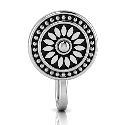 THANUS CRAFT THANU'S CRAFT Oxidised pressing Nose Ring without Piercing clip on NosePin Stud for Girls & Ladies - Image 5