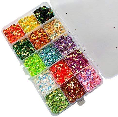 Chenkou Craft 7500pcs Sequins, 6mm Rainbow AB Flower Cup, 15 Colors, for Wedding, Christmas Clothes, Jewelry, 1 Box - Image 1
