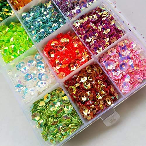 Chenkou Craft 7500pcs Sequins, 6mm Rainbow AB Flower Cup, 15 Colors, for Wedding, Christmas Clothes, Jewelry, 1 Box - Image 4