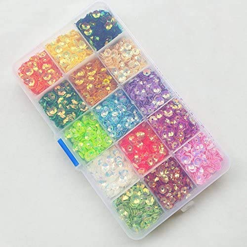 Chenkou Craft 7500pcs Sequins, 6mm Rainbow AB Flower Cup, 15 Colors, for Wedding, Christmas Clothes, Jewelry, 1 Box - Image 2