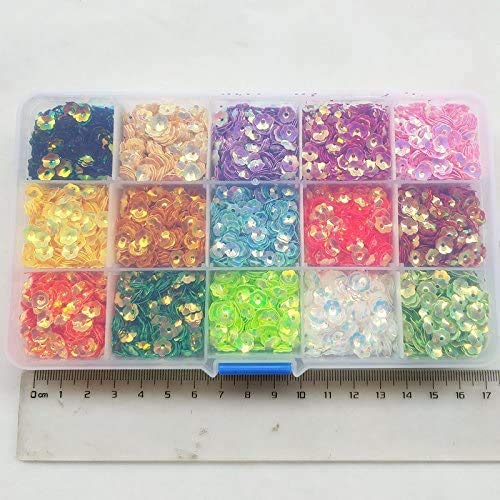 Chenkou Craft 7500pcs Sequins, 6mm Rainbow AB Flower Cup, 15 Colors, for Wedding, Christmas Clothes, Jewelry, 1 Box - Image 3