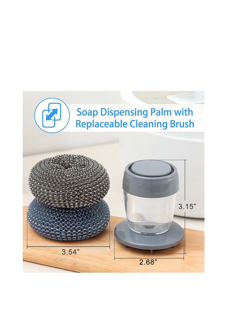 NIBEMINENT Kitchen Soap Dispensing Brush, Dishwashing Sink Washer Dish Holder Steel Wool Scrubbers for Pan Pot Utensil, Cleaning Scrub Smart Tool - Image 4