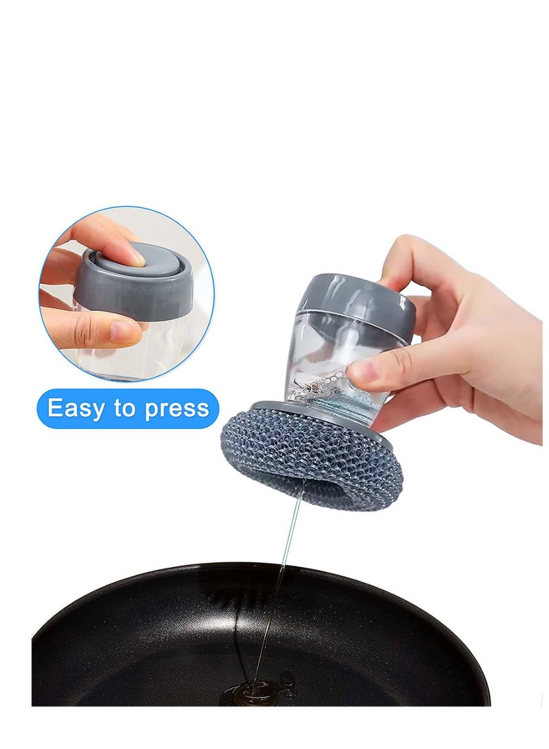 NIBEMINENT Kitchen Soap Dispensing Brush, Dishwashing Sink Washer Dish Holder Steel Wool Scrubbers for Pan Pot Utensil, Cleaning Scrub Smart Tool - Image 2