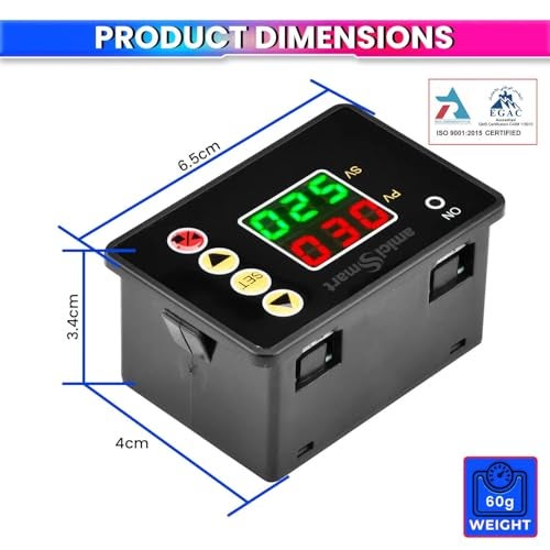 amiciSmart Digital ON/Off Timer Controller | 220V AC Programmable Delay Timer Switch with Dual LED Display | Cycle/Interval Modes | Relay Output 10A 250VAC | Panel Mount - Image 2