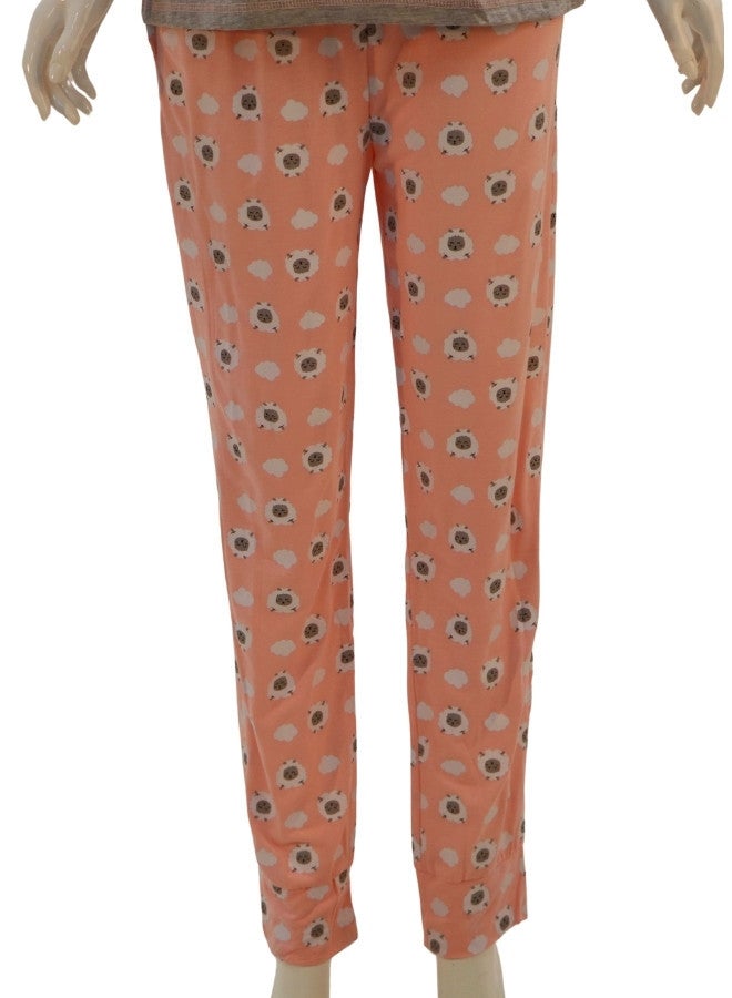 JOANNA JOANNA Women's Life Is Better With A Sheep Print Short Sleeve Shirt & Long Pants Pajama Set, Grey - Image 3