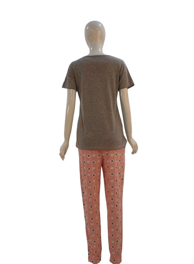 JOANNA JOANNA Women's Life Is Better With A Sheep Print Short Sleeve Shirt & Long Pants Pajama Set, Grey - Image 5