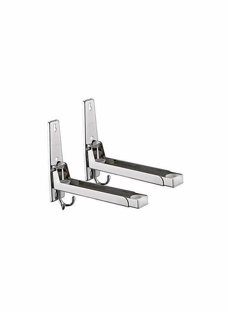 Y&D 304 Stainless Steel Microwave Oven Wall Mount Stand Holder Shelf Rack with Removable Hook  - Image 1