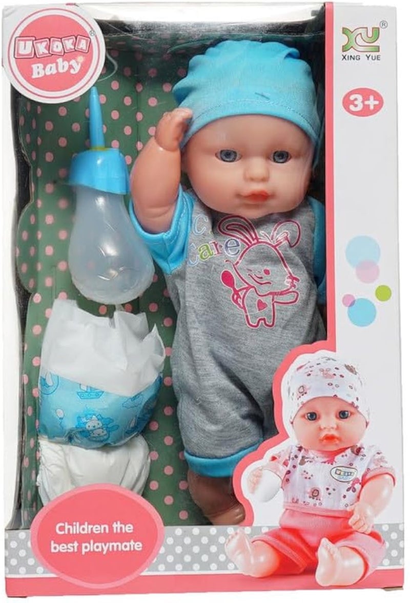 3A Ofer-164 Baby Girl Nappy Change and Nursing Toy - Grey and Blue