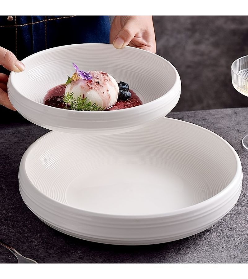 A Large 10 Inch Wes Drum Bowl Artistic Ceramic Dessert Soup Noodle Serving Bowl Light Luxury Home Decor - Image 2