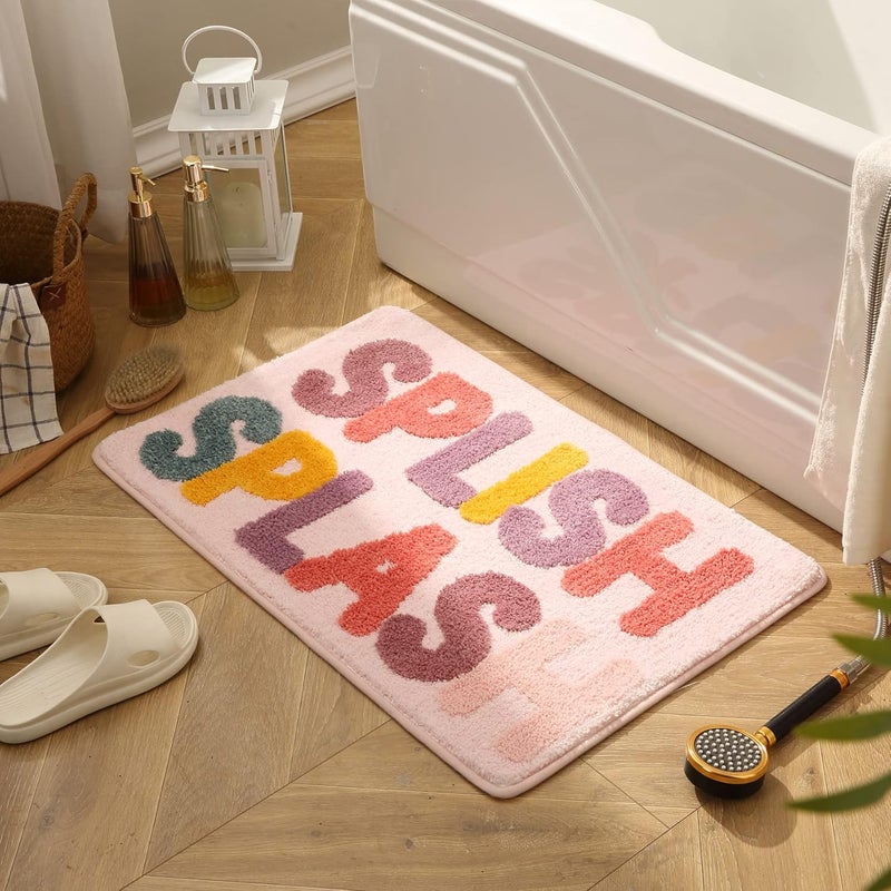 DBJOY Bathroom Funny Rugs Cute Bath Rugs Non-Slip for Kids Modern Microfiber Mats Absorbent-Splish - Image 1
