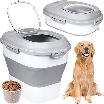 Olpad Foldable Dog Food Storage Container bin for 30Lb Pet Food Cat Food Fish Food with Measuring Cup Sealed Lid Wheels Large Airtight Plastic Containers 50 Pound Rice Kitchen Storage Holder - Image 5