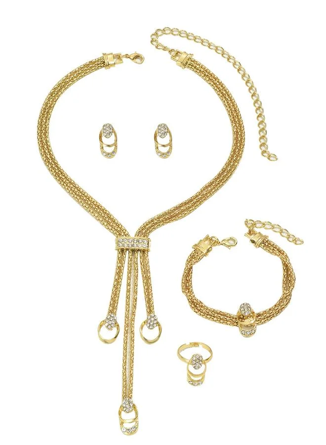 Take Two Gold Chain Tassel Necklace and Earring Set