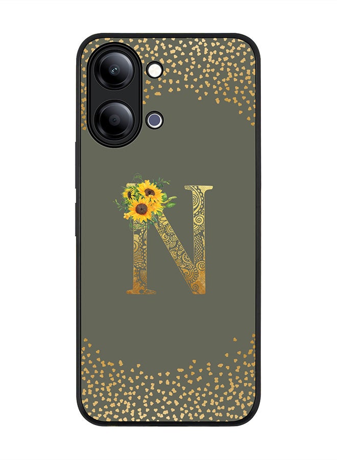 Stylizedd For vivo Y05 4G / Y6t 5G Case,Slim fit Camera Protection, Shockproof Thin Phone cover  - Custom Floral Monogram - N  (Olive Green ) - Image 1