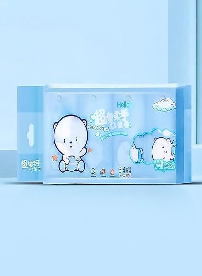 Dhrumino Mini Baby Wipes - Disposable Pocket Travel Wet Tissues for Baby Hand & Face Care, Skin Cleaning & Makeup Removal (1 Pack x 64 Wipes) (Pack of 1) - Image 5