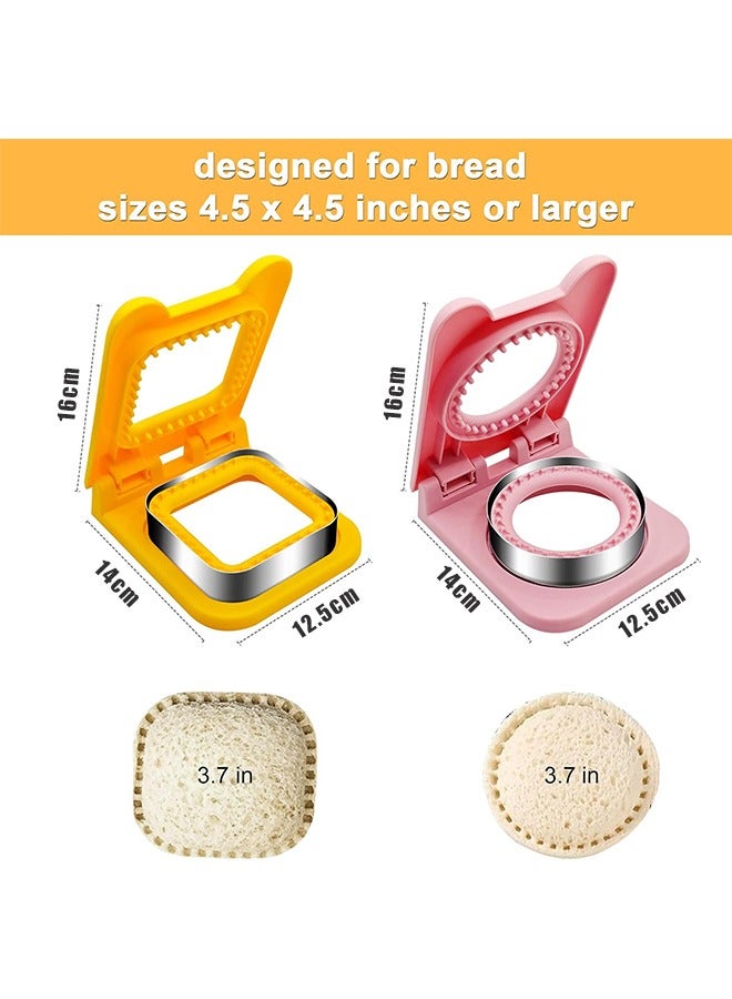 قاطع السندويتش وختم، قاطع السندويتش للغداء للأطفال، قاطع ملفات تعريف الارتباط المربعة والمستديرة للأطفال صندوق الغداء وصندوق البنتو - Image 2