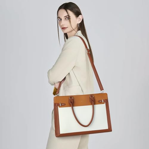 Keyli 3pc Sets Laptop Tote Bag for Women 15.6 Inch Work Bag Business Computer Briefcase Waterproof Leather Laptop Purses Casual Shoulder Handbag Messenger Bags for Travel Teacher Office Brown - Image 4