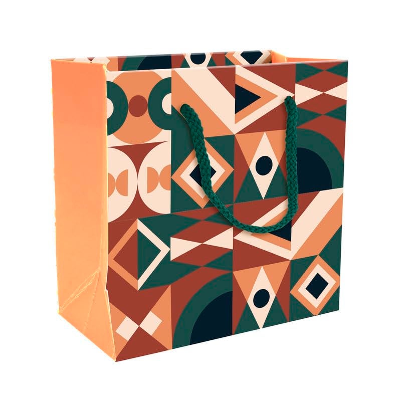 PaperPep PaperPep Orange Abstract Pattern Print 6X3X6 Gifting Paper Bag Ideal for Return Gifts Presents Weddings Birthday Holiday Presents Celebrations Pack of 6