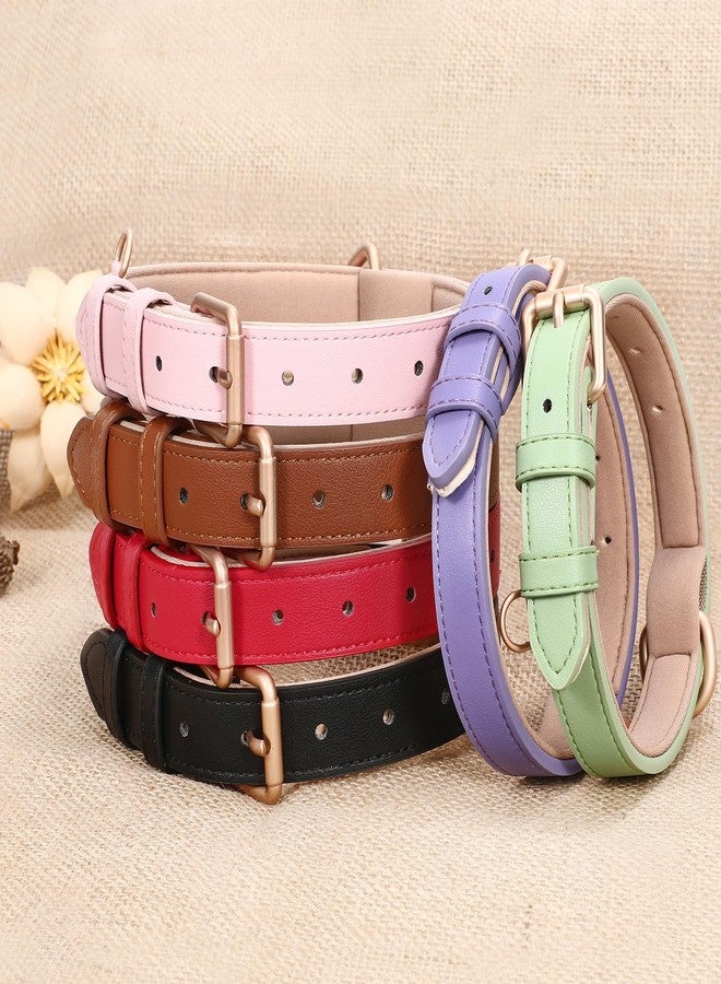 WHIPPY Leather Dog Collar for Small Dog Adjustable Soft Breathable Leather Padded Puppy Collar with Alloy Buckle Heavy Duty Waterproof Classic Dog Pet Collar,Pink,XS - Image 3