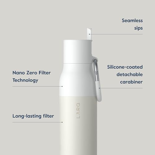 LARQ Bottle Filtered - Insulated Stainless Steel Water Bottle BPA Free with Nano Zero Technology and Long-Lasting Filters, Granite White, 17oz - Image 3