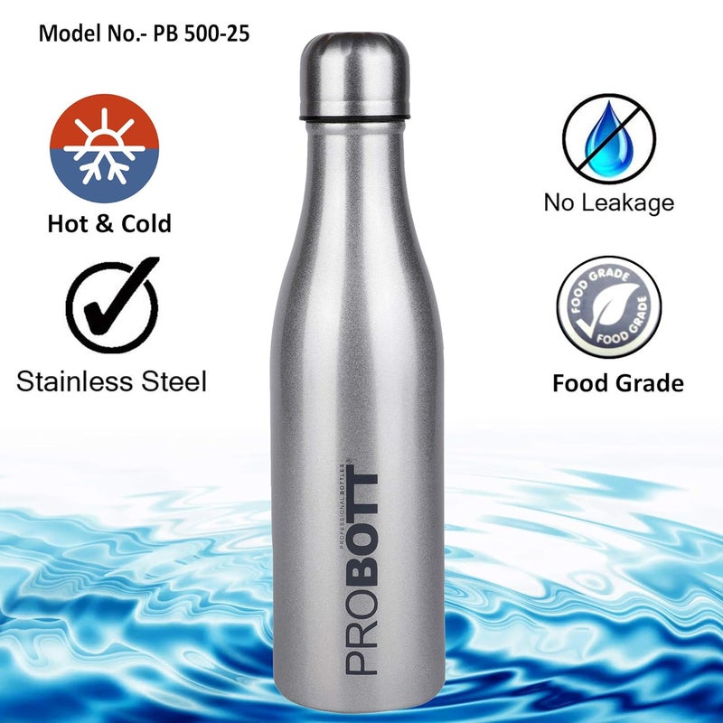 PROBOTT PROBOTT Thermosteel Vintage Flask Each 500ml -Silver (Pack of 2)  - Image 4