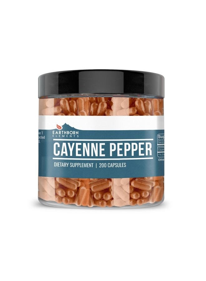 earthborn elements Cayenne Pepper Capsules, 200 Capsules (500 mg/Serving) by, Boosts Metabolism, Suppresses Hunger, Healthy Joints, Lower Blood Pressure, Digestive Health - Image 1