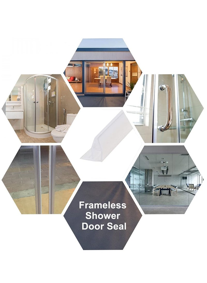 SYOSI Glass Door Seal Strip, Frameless Glass Shower Door Sweep, Door Bottom Side/Corner Side Seal Strip Seal Rubber, Stop Shower Leaks and Create a Water Barrier, 10mm Thickness, 5M Length Corner Type - Image 2